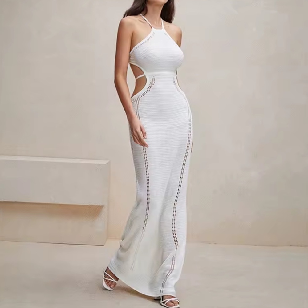 Crochet Cut-Out Maxi Dress Cover Up